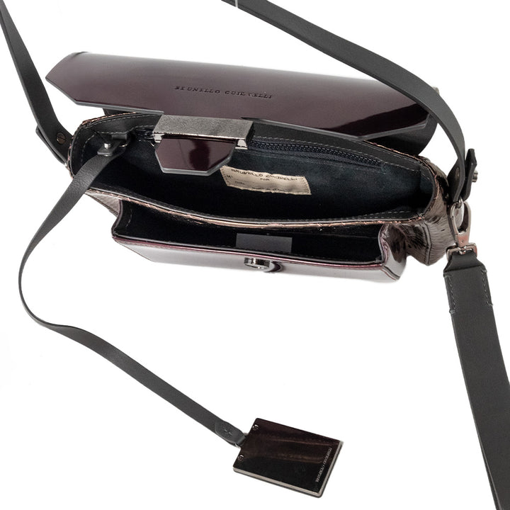 Brunello Cucinelli Burgundy Python Trim Crossbody