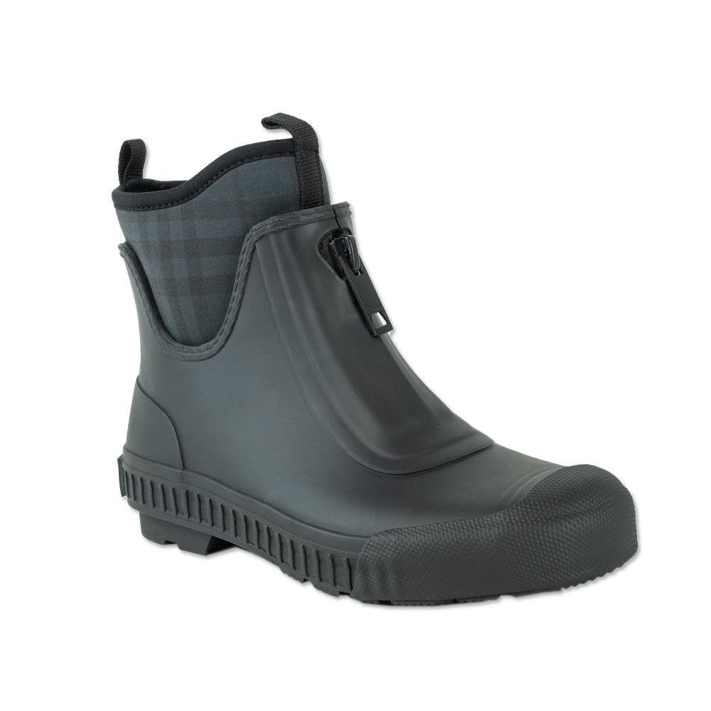 Burberry Black Check Neoprene and Rubber Low High Rain Boots