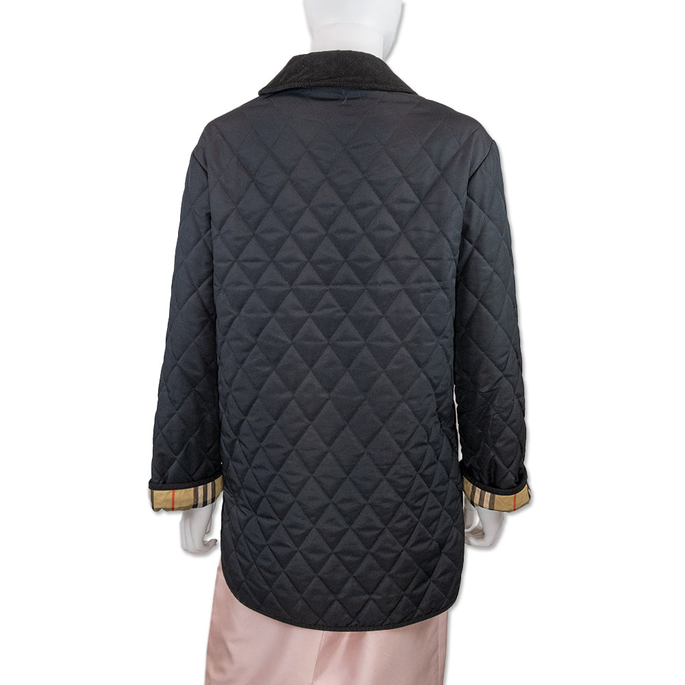 Burberry Black Diamond Quilted Corduroy Collar Jacket