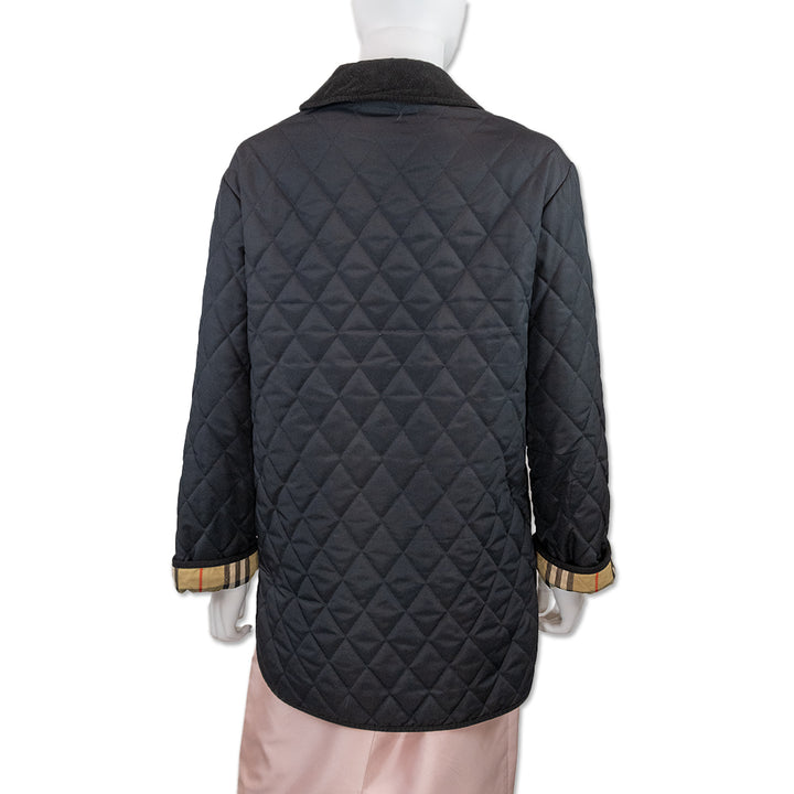 Burberry Black Diamond Quilted Corduroy Collar Jacket