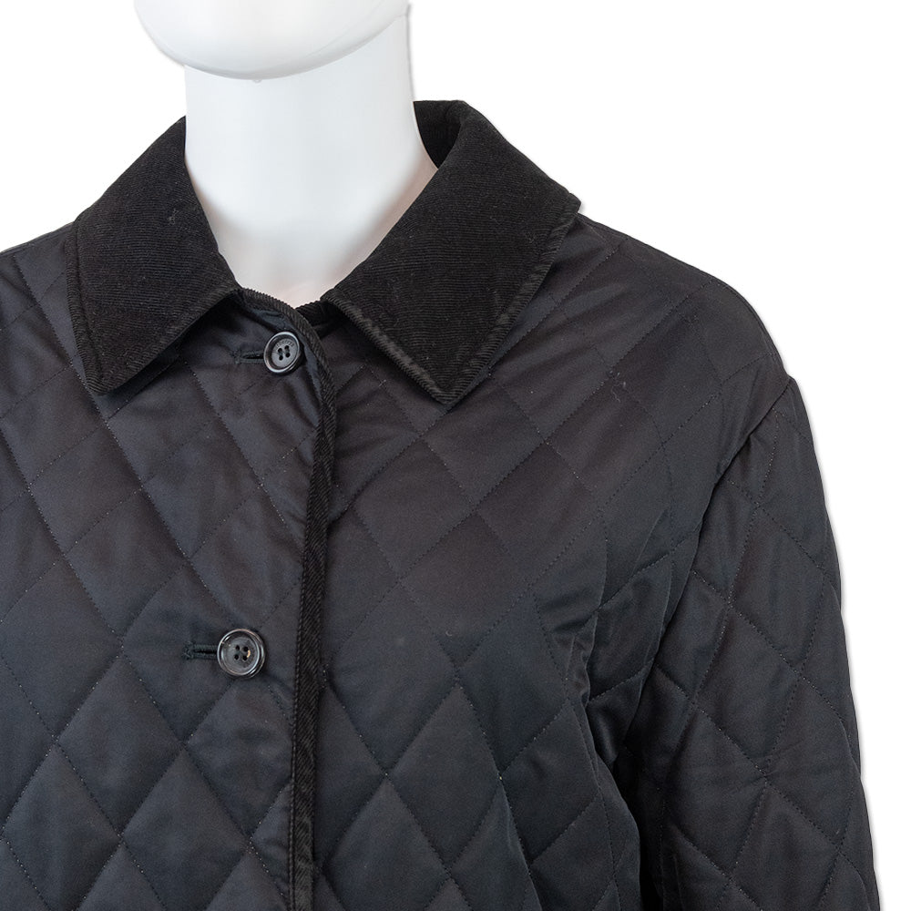 Burberry Black Diamond Quilted Corduroy Collar Jacket