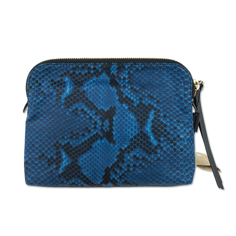 Burberry Blue Snake Skin Printed Nylon Large Pouch