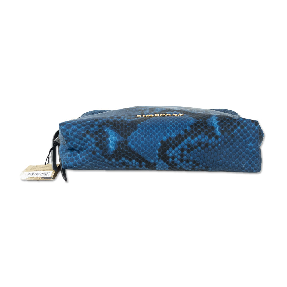 Burberry Blue Snake Skin Printed Nylon Large Pouch