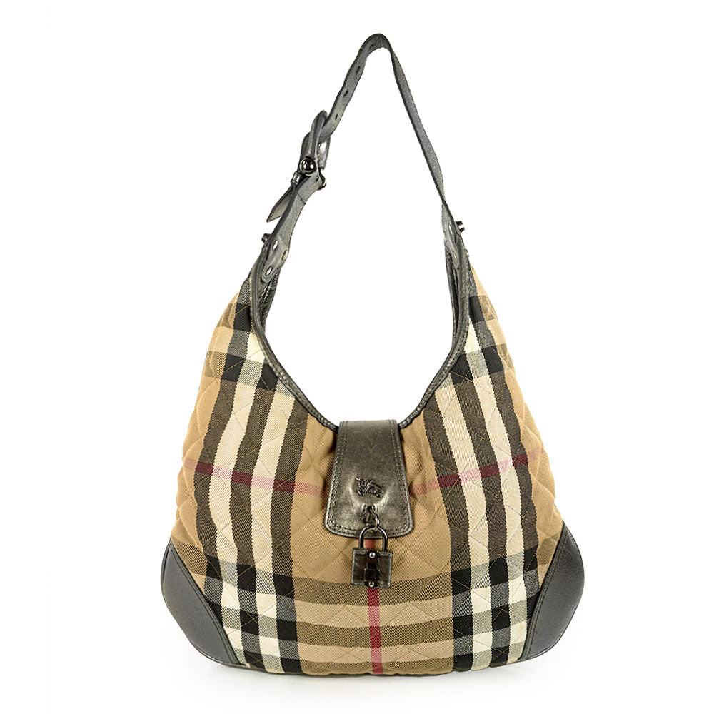 Burberry Brooke House Check Canvas Hobo Bag