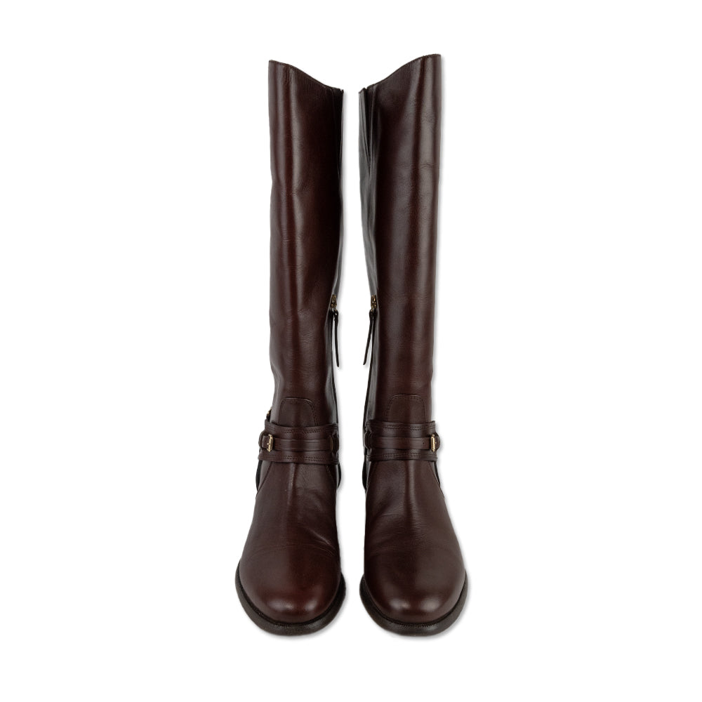 Burberry Brown Leather Below the Knee Riding Boots