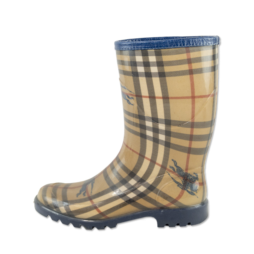 Burberry Haymarket Check Rubber Mid-Calf Rain Boots