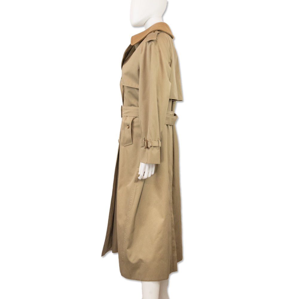 Burberry London Beige Double-Breasted Fleece-Lined Trench Coat