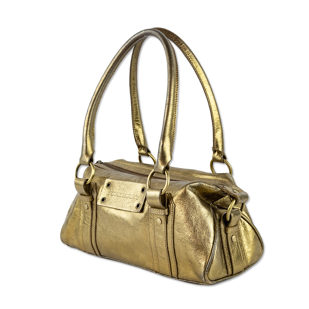 Burberry London Metallic Gold Leather Shoulder Bag