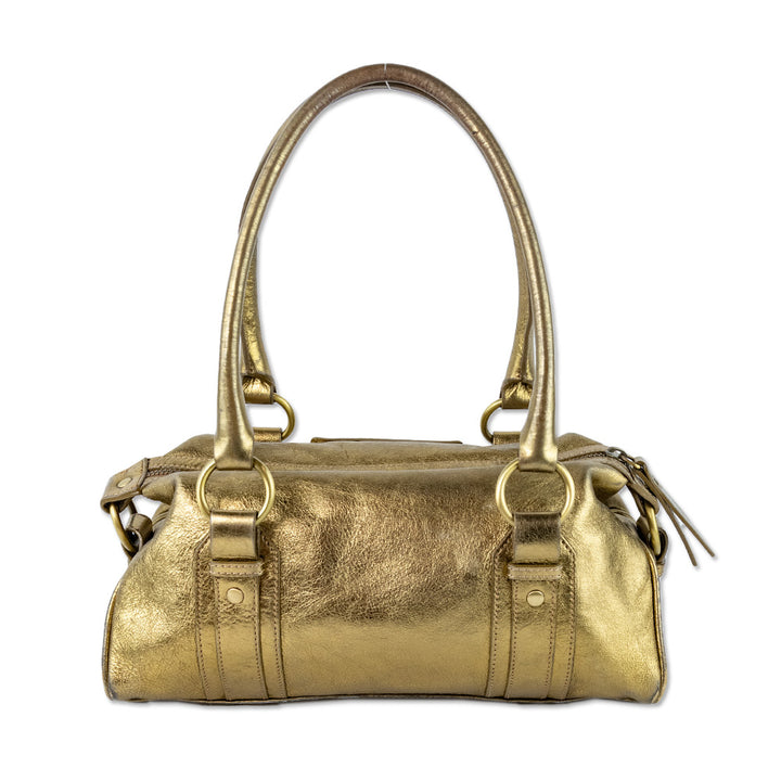 Burberry London Metallic Gold Leather Shoulder Bag