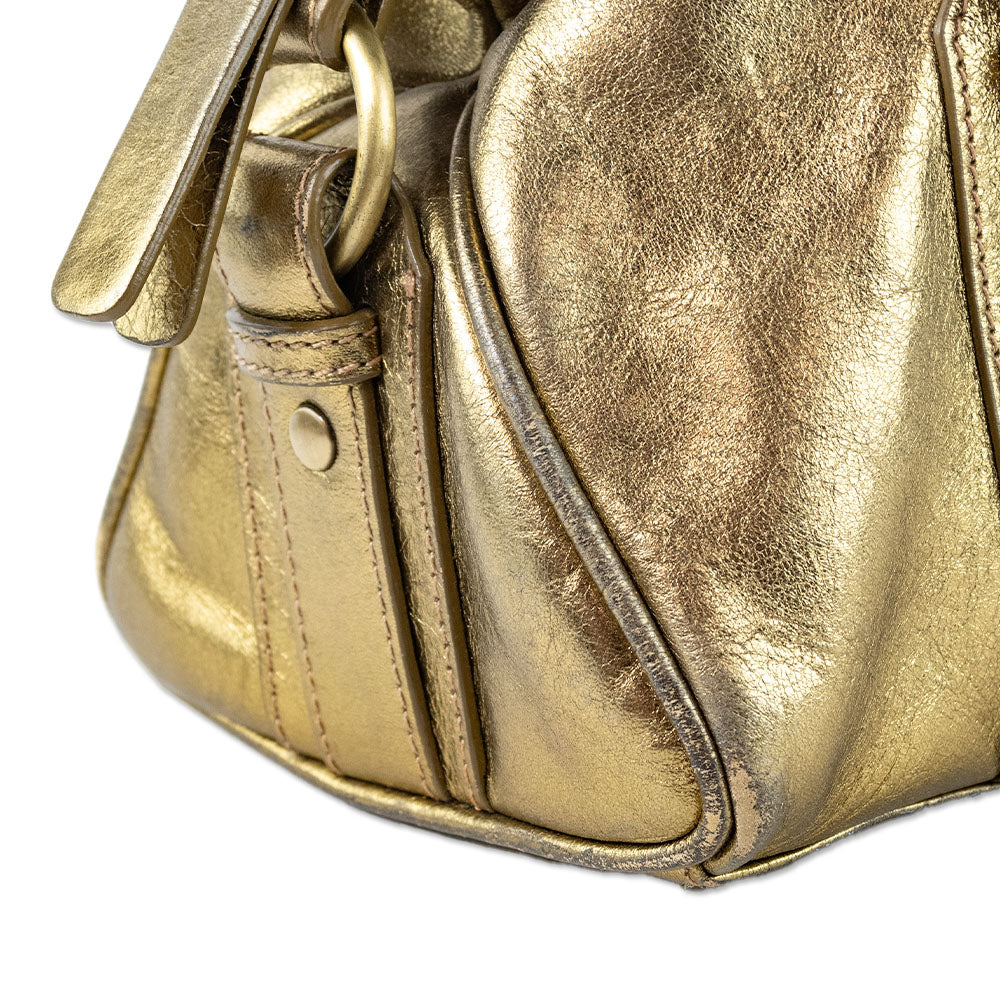 Burberry London Metallic Gold Leather Shoulder Bag