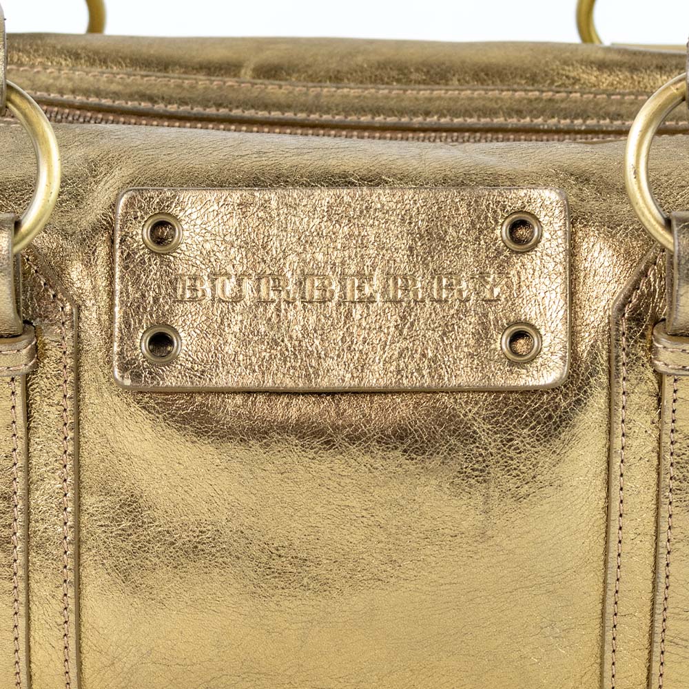 Burberry London Metallic Gold Leather Shoulder Bag