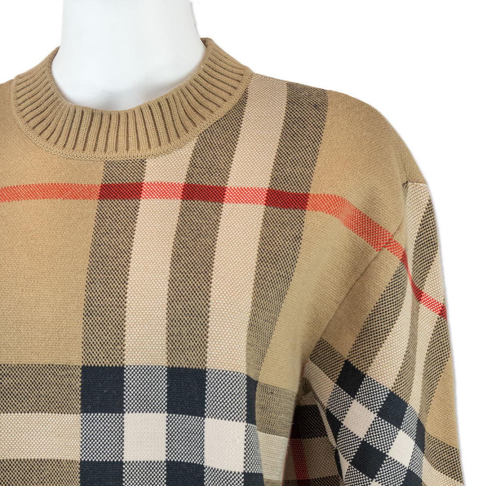 Burberry Nova Check Wool-Blend Knit Sweater