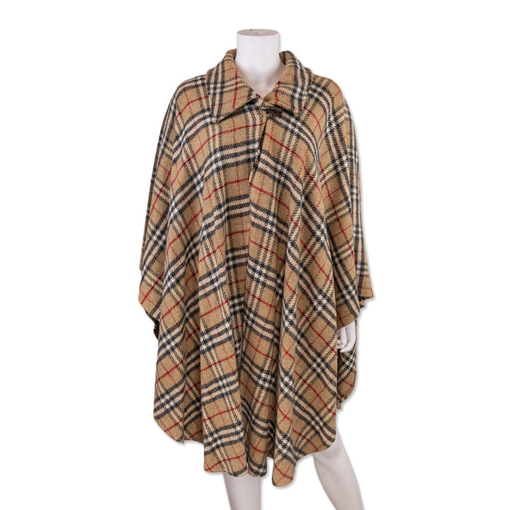 Burberry Plaid Wool Cape