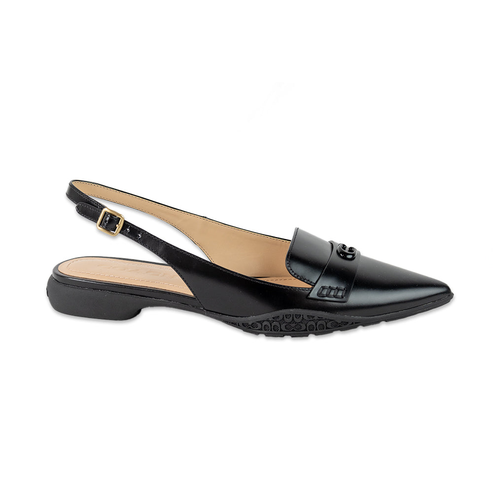 Coach "Carrie" Leather Pointed Toe Sling Back Flats