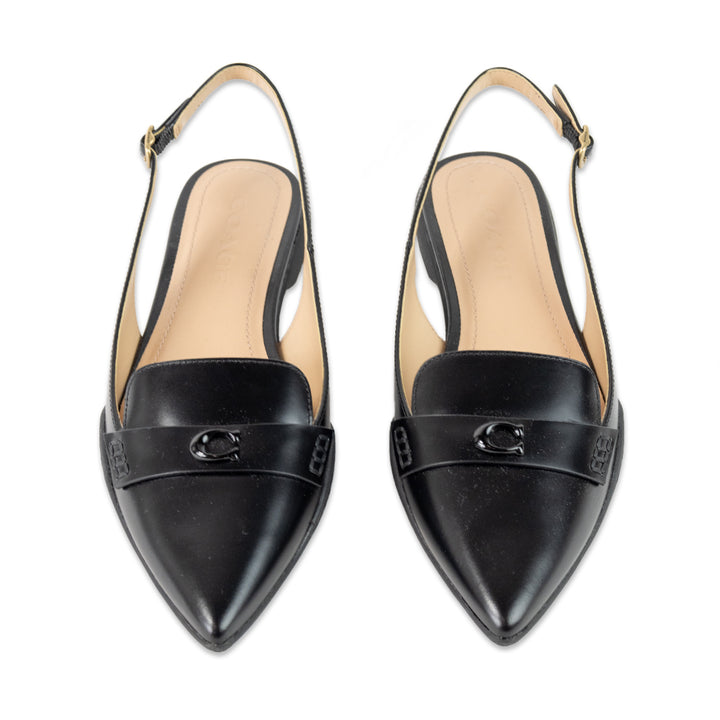 Coach "Carrie" Leather Pointed Toe Sling Back Flats