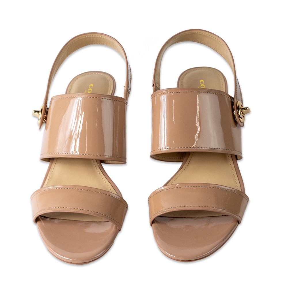 COACH MARLA NUDE PATENT LEATHER SLINGBACK SANDALS