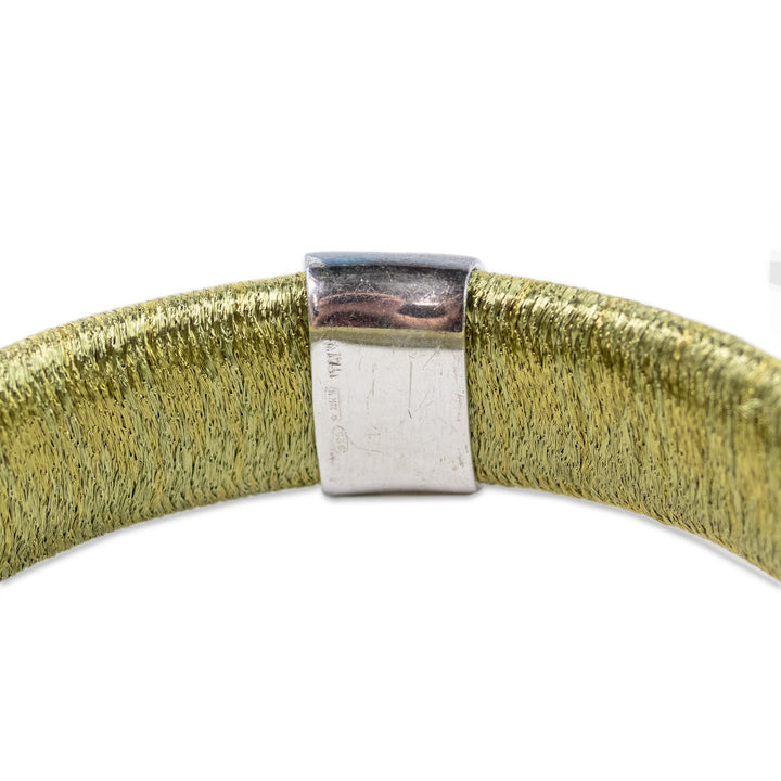 Calgaro Green Weave Bangle with Silver Embellishment