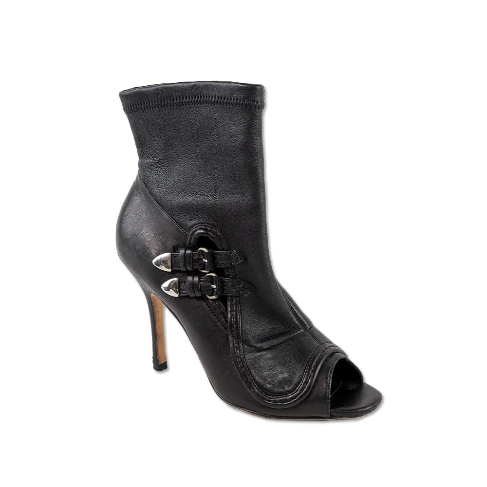 Camilla Skovgaard Open Toe Buckle Heeled Ankle Bootie