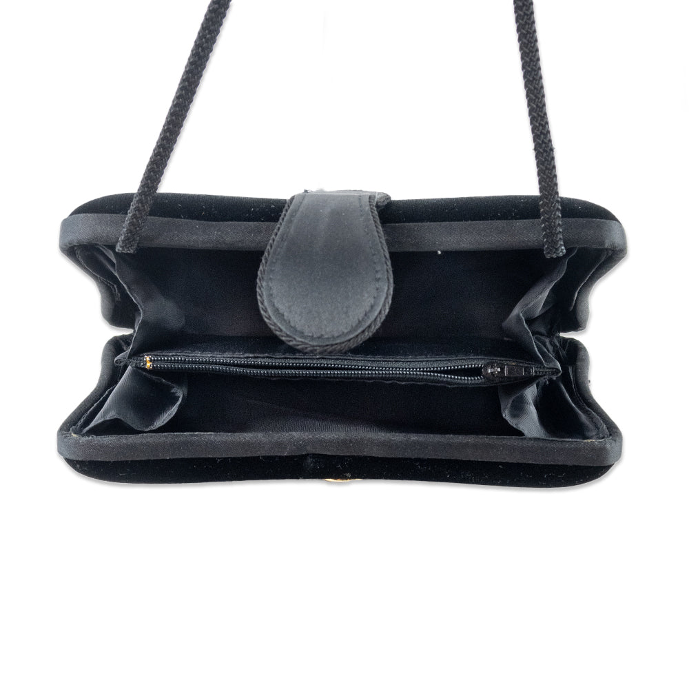 Carlo Fellini Black Velvet Evening Bag