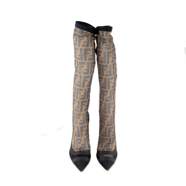 Fendi Zucca Mesh Colibri Knee High Boots