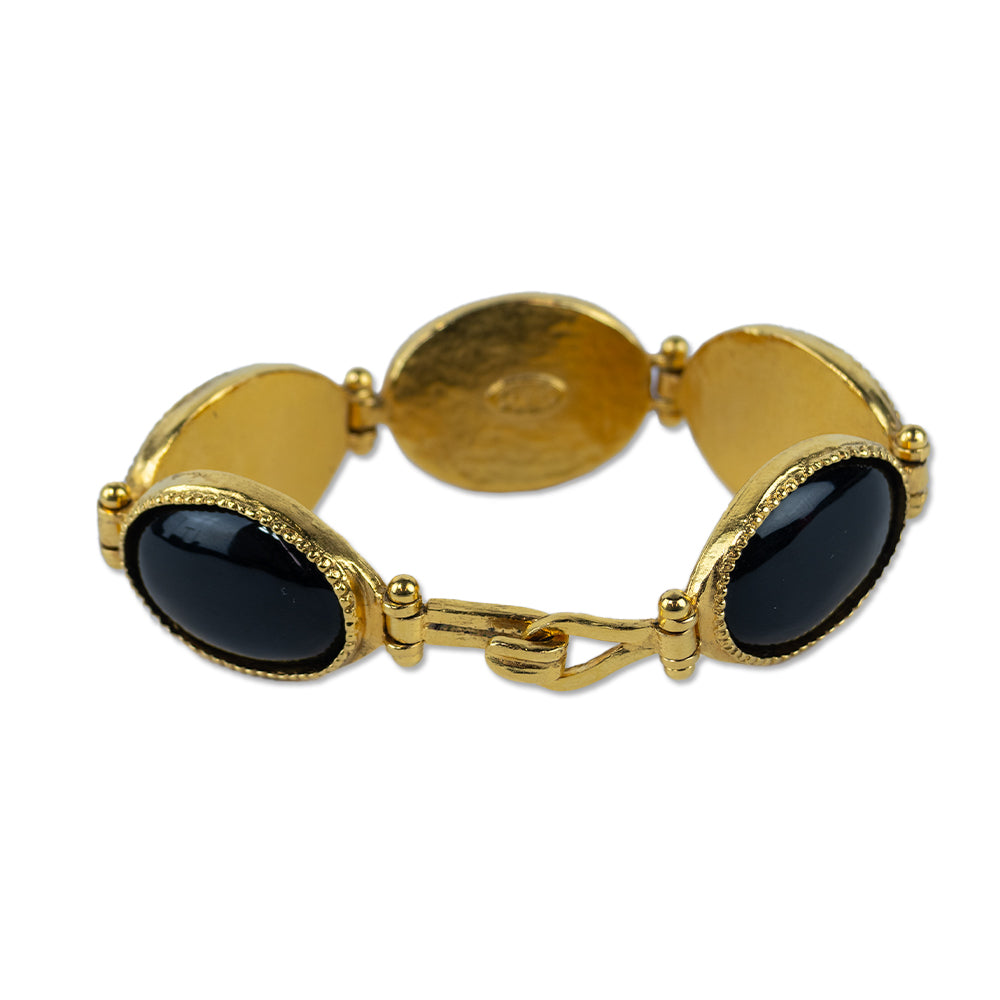 Chanel Black Oval Stone Gold Bracelet