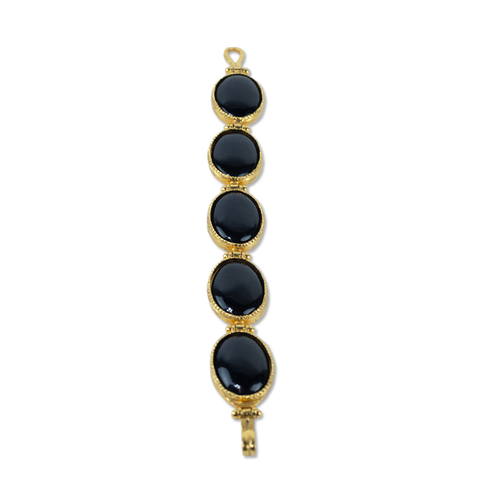 Chanel Black Oval Stone Gold Bracelet