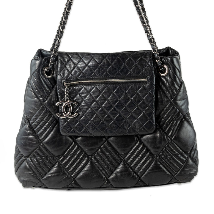 Chanel Black Quilted In 
Out Flap Tote