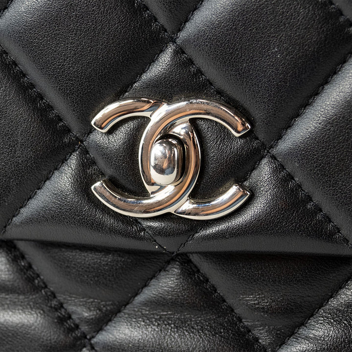 Chanel Black Quilted CC Flap Bowler Bag