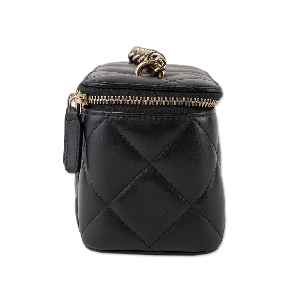 Chanel Black Quilted Leather Vanity Crossbody with Chain Strap