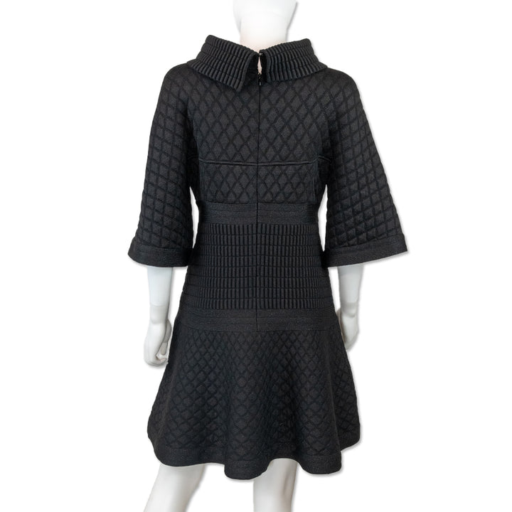 Chanel Black Shimmer Diamond Quilted Knit Dress