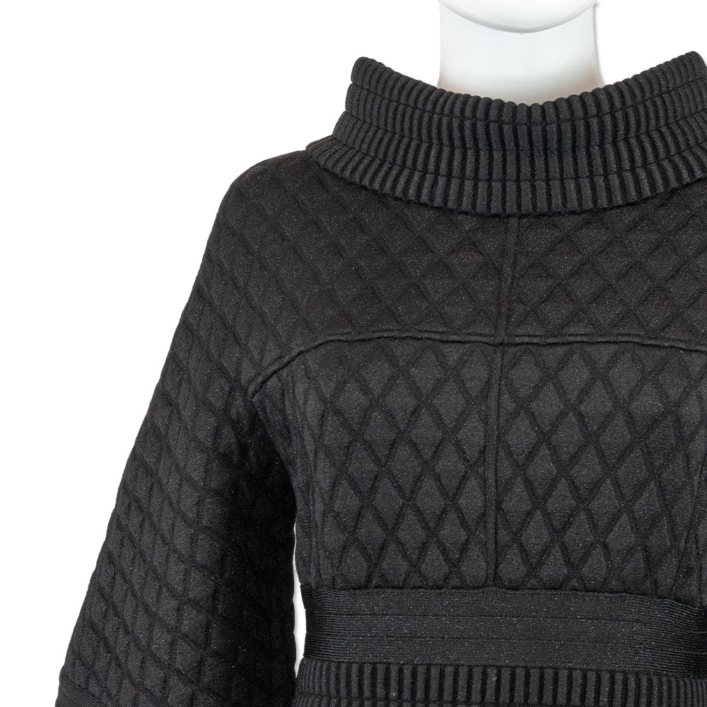 Chanel Black Shimmer Diamond Quilted Knit Dress