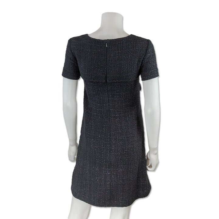 Chanel Black and Purple Tweed A Line Midi Dress