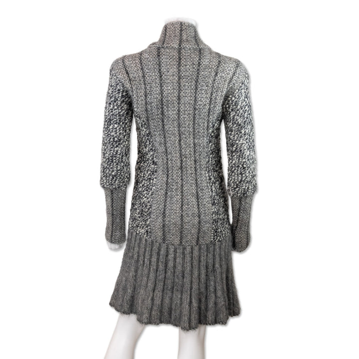 Chanel Black and White Long Sleeve Mohair Knit Midi Dress