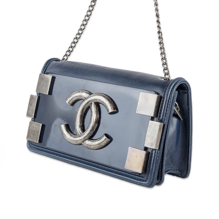 Chanel Blue Lambskin and Plexiglass Boy Lego Brick Ruthenium Hardware