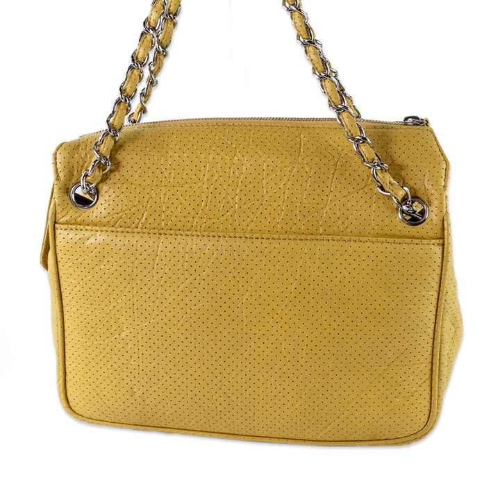 Chanel Calfskin Perforated 50
s Satchel Yellow