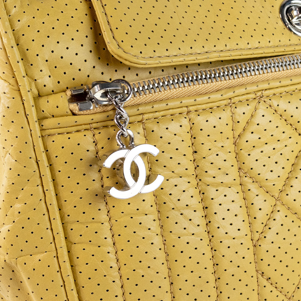 Chanel Calfskin Perforated 50
s Satchel Yellow