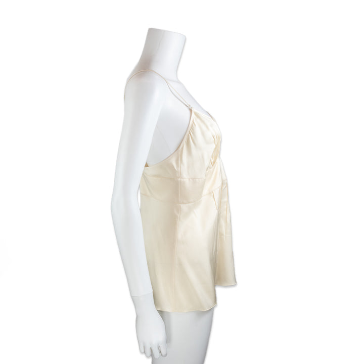 Chanel Cream Silk Pleated Tank Top