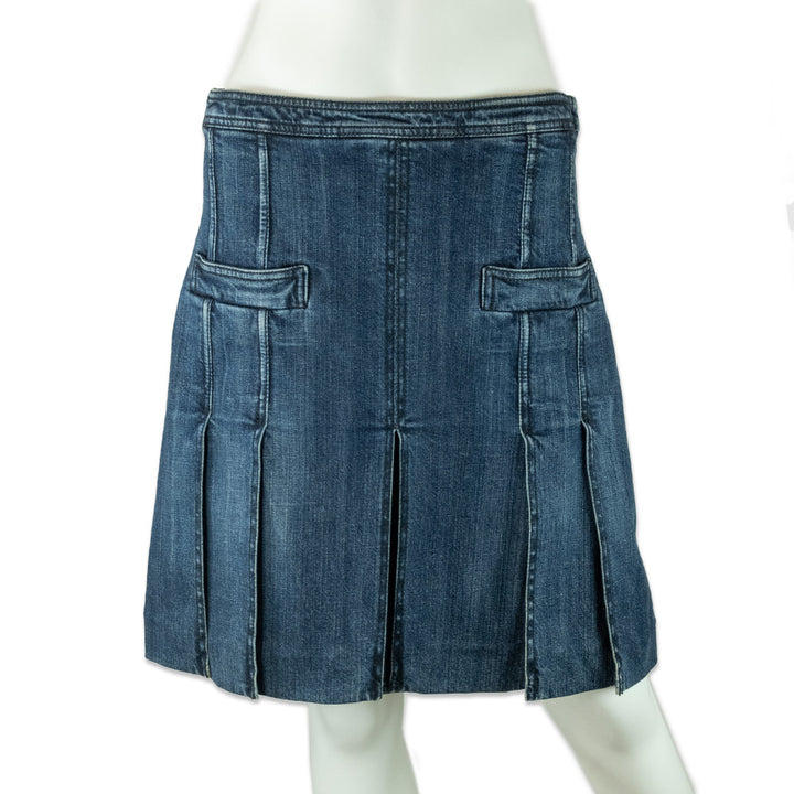 Chanel Mid-Rise Denim Panel Midi Skirt