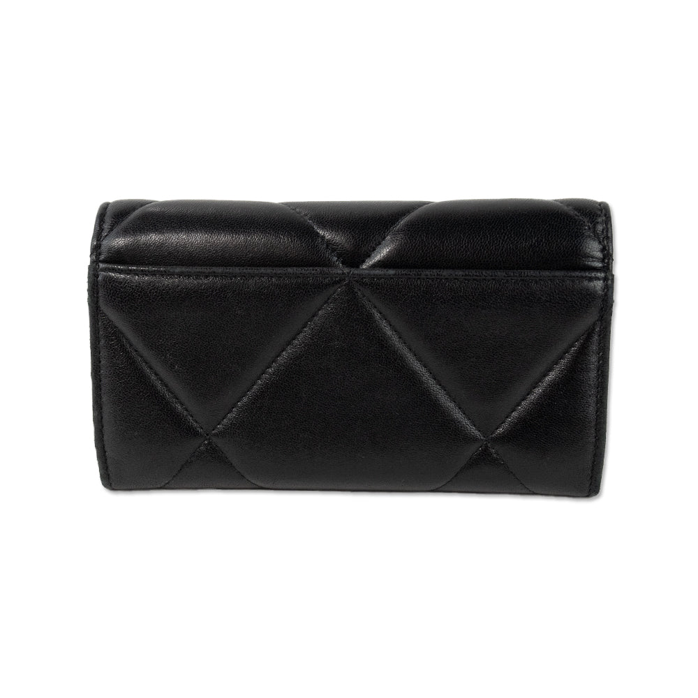 Chanel 19 Black Lambskin Quilted Wallet