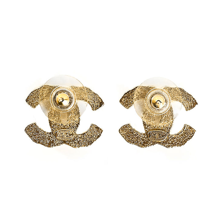 Chanel Pearl 
Gold Interlocking CC Post Earrings