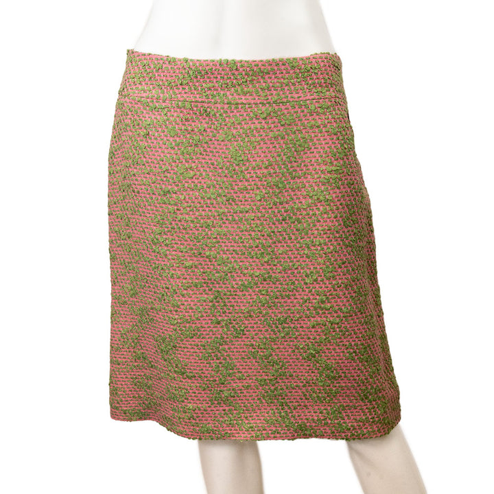 Chanel Pink and Green Tweed Midi Skirt