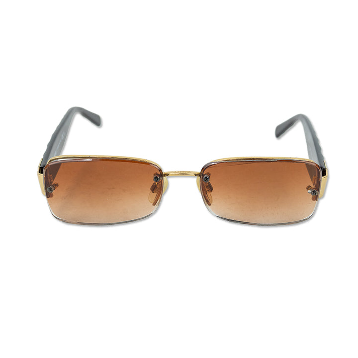 Chanel Gold Prescription Half-Rimmed Rectangle Sunglasses