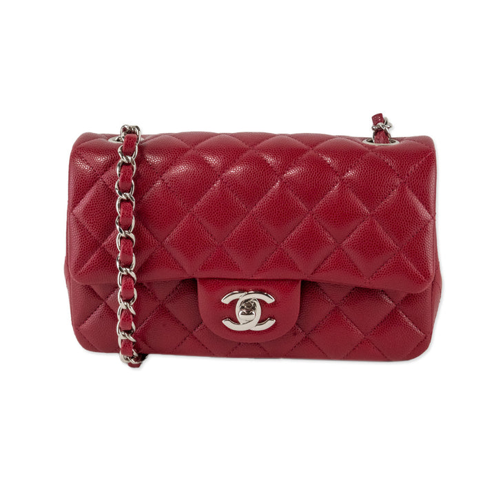 Chanel Red Classic Rectangular Mini Single Flap