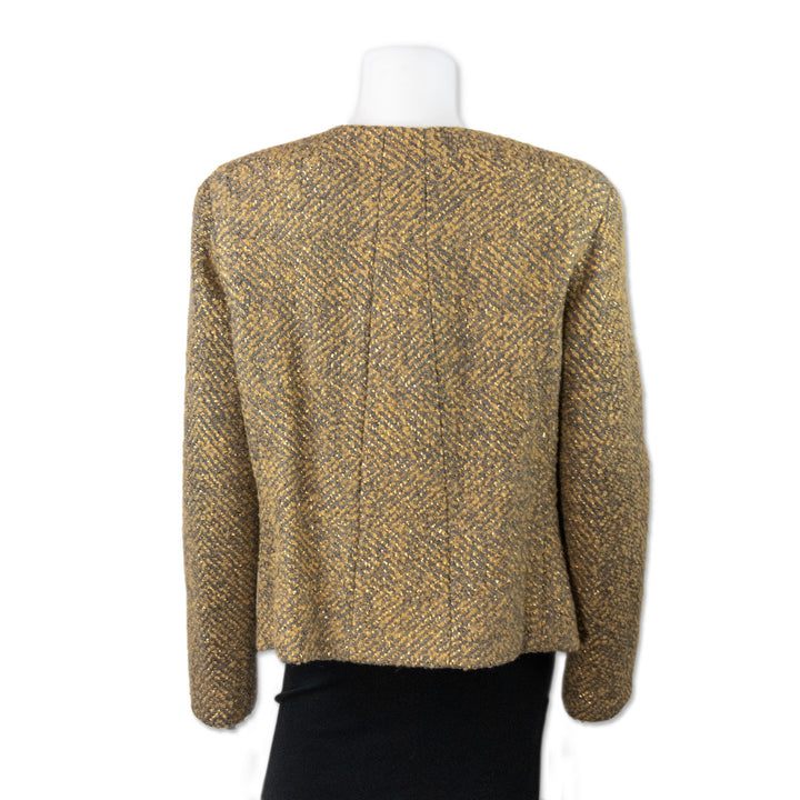 Chanel Vintage 2000s Yellow and Gray Tweed Jacket