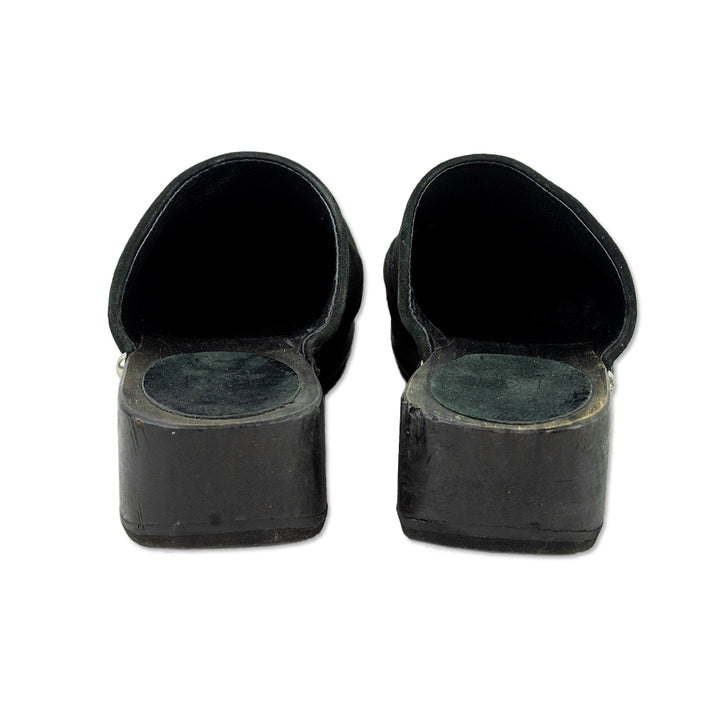 Chanel Vintage 2004 Black Suede Mule Clogs