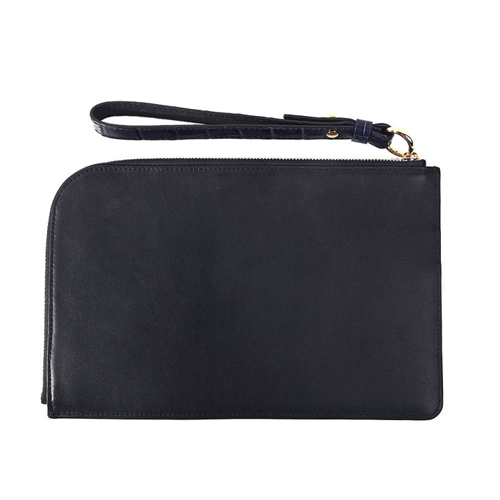 Chloe Navy Embossed C Flat Clutch