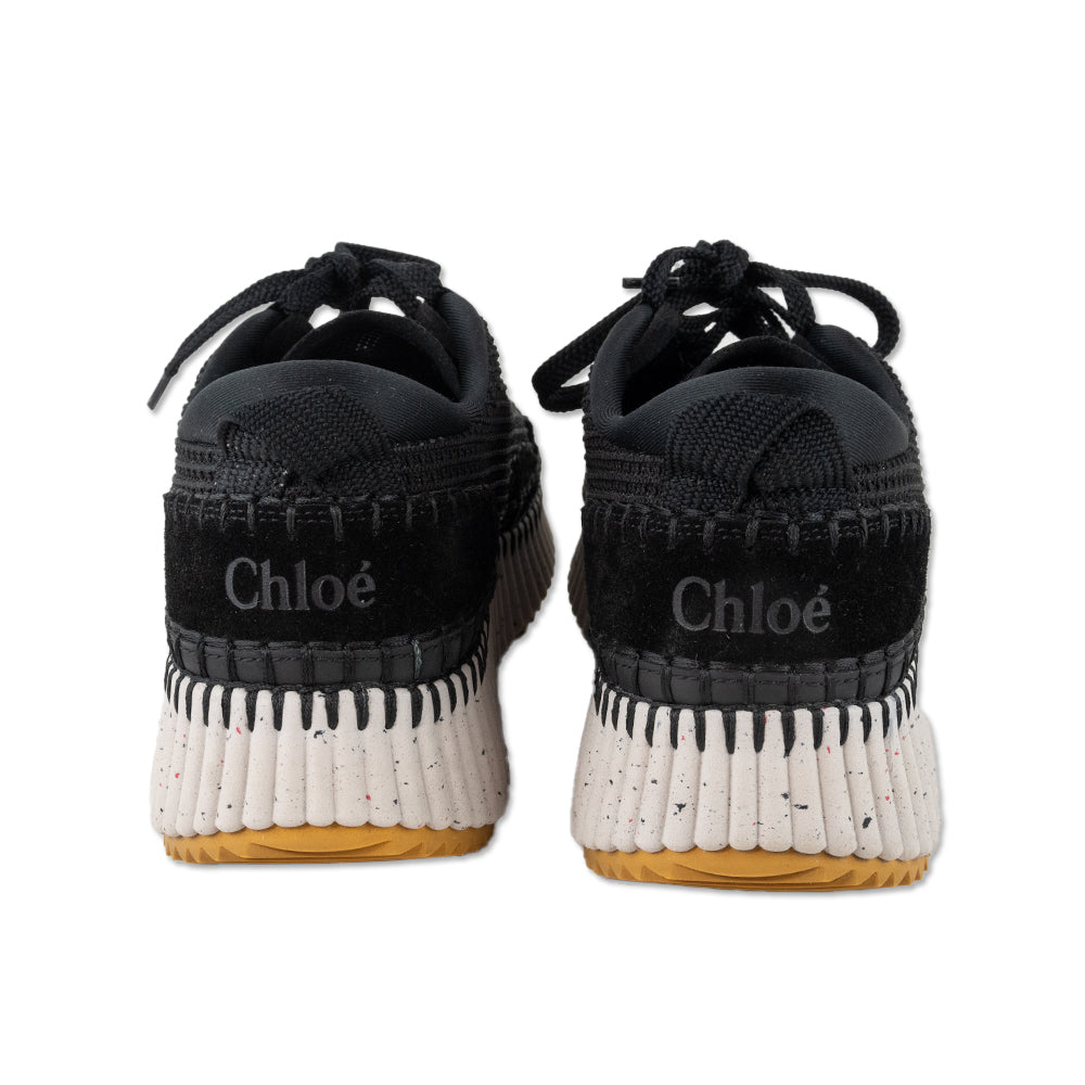 Chloe Black Woven Nama Low Top Sneakers