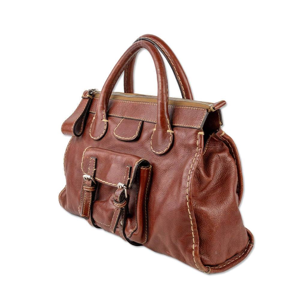 Chloe Brown Leather Edith Top Handle Bag