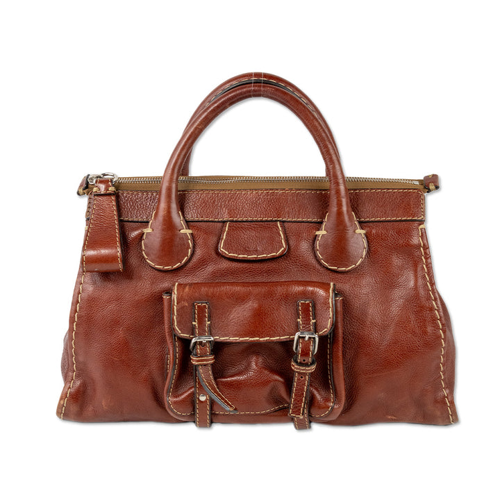 Chloe Brown Leather Edith Top Handle Bag