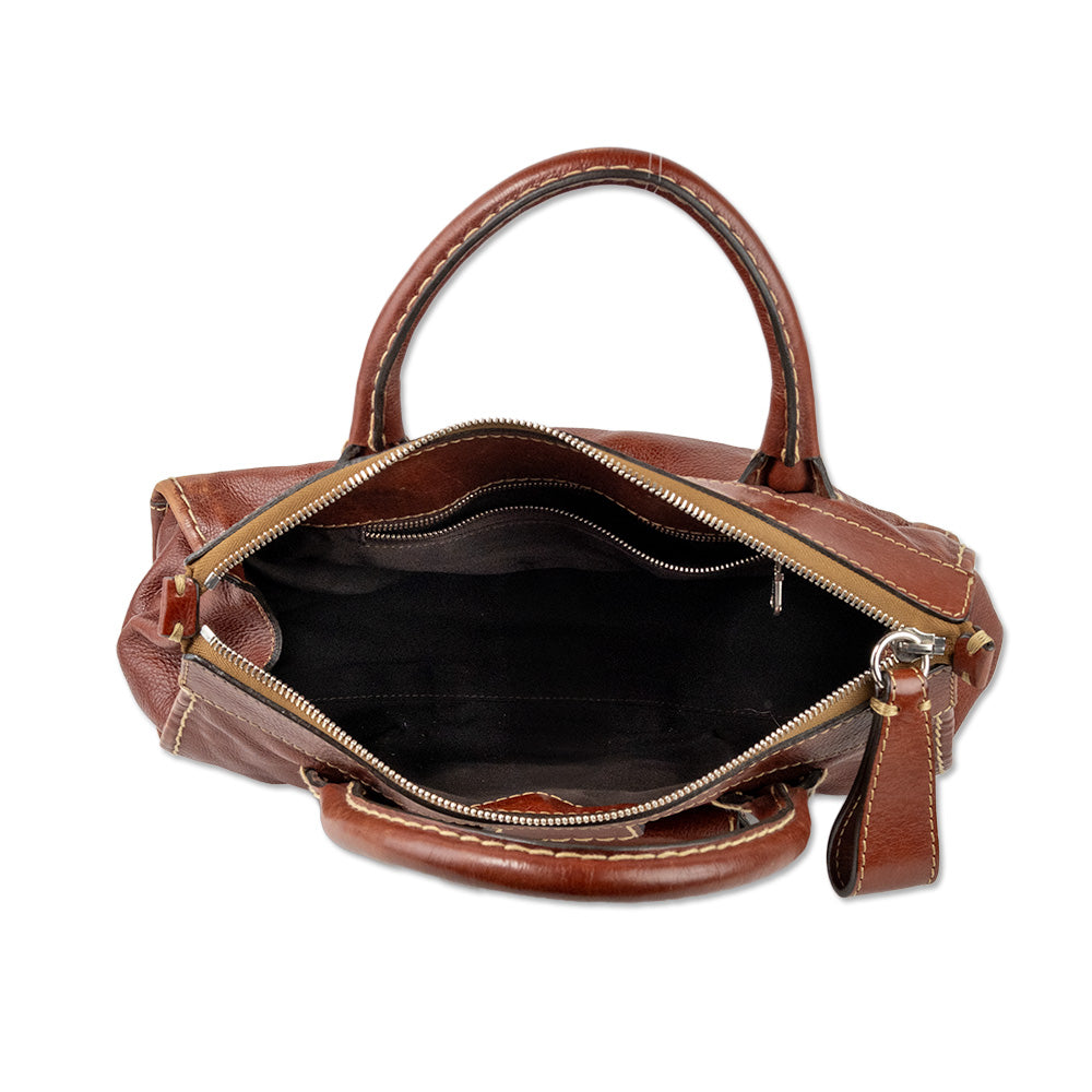 Chloe Brown Leather Edith Top Handle Bag